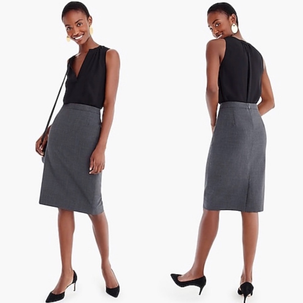 | J. Crew | No. 2 wool grey pencil skirt